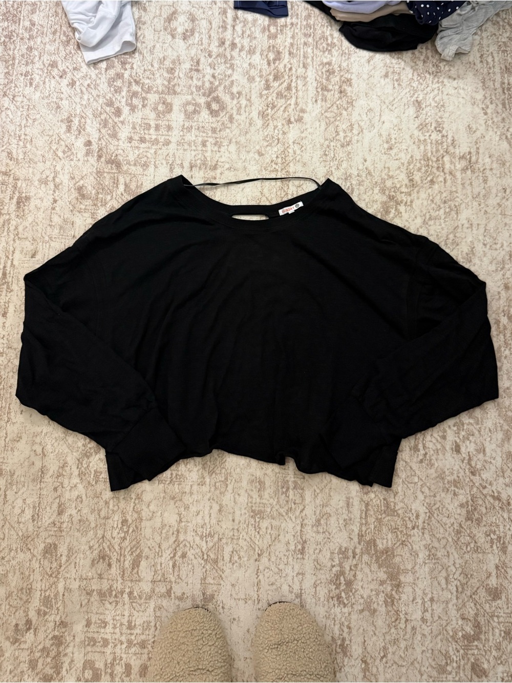 Sundry Black Cropped Open Back Top